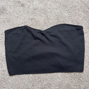 SHEIN Black Ribbed Strapless Crop Top